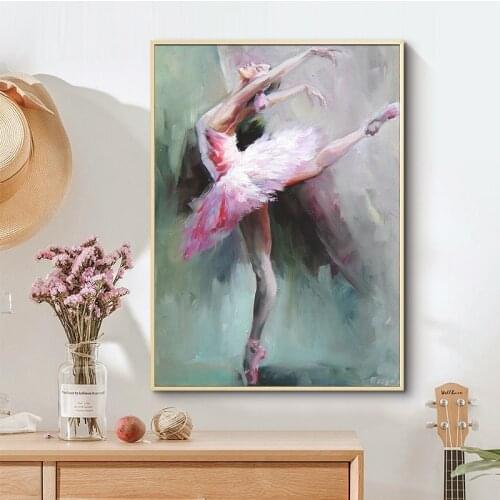 Abstract Ballerina Portrait Canvas Painting Posters and Prints Dance Girl Art Wall Picture for Living Room Frameless quadro