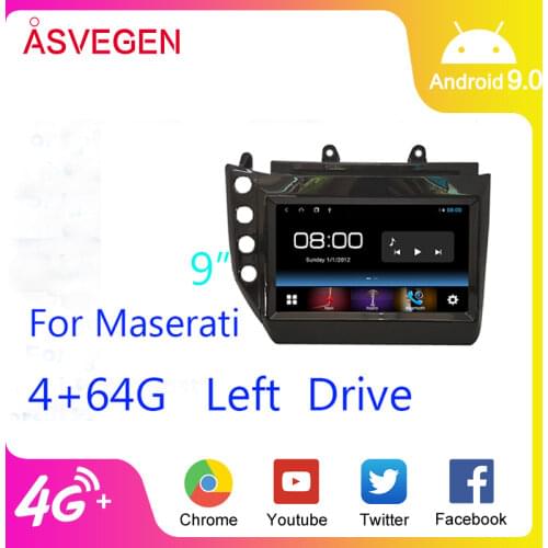 Android 8.1 9 Inch PX6 Car Multimedia Player For Maserati 4+64G Tesla Style Auto Stereo Video GPS Navigation Player 2007-2015
