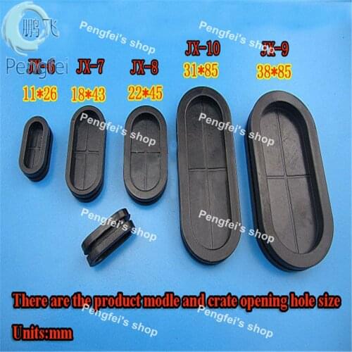 Free shipping 50pcs black color 38mm*85mm NR oval rubber crate protective ring and rubber grommets