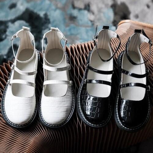 Black Jk Kawaii Lolita Style Pu Shoes Japanese Female Flat Fashion Classic Vintage Gothic Student Young Girls Running Buckle Cos