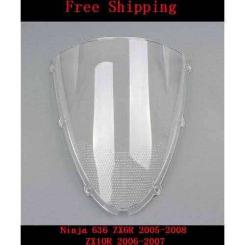 For Kawasaki Ninja 636 ZX6R 2005 - 2008 ZX10R 2006 - 2007 Double bubble motorcycle White windshield windscreen ZX-6R ZX-10R