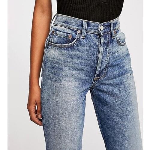 Jean Women Summer Bandage Decoration Ladies Denim Trousers Fashion High Waist Wide Leg Straight Casual Jeans Джинсы женские