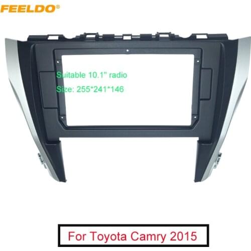 FEELDO Car CD/DVD Player Stereo 2Din Fascia Frame for Toyota Camry 2015-2018 10.1" Big Screen Audio Face Dash Mount Trim Kit