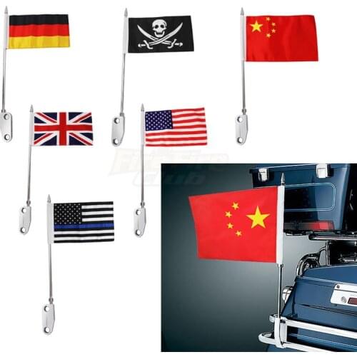 Motorcycle Country Flags Rear Luggage Rack Side Flag Pole Mount Kit For Harley Touring Electra Glide Classic CVO Road Glide Road