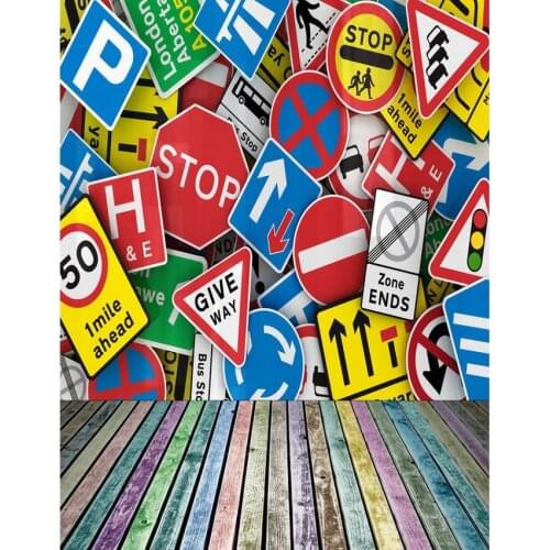 LIFE MAGIC BOX Photography Backdrops For Photo Studio Traffic Signs Kids Studio Studio Background S-2237