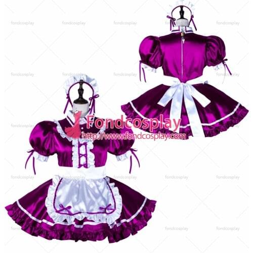 Sissy maid satin dress lockable Uniform cosplay costume Tailor-made[G2251]
