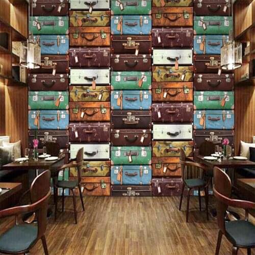 Custom Size European Suitcase Wall Painting 3D Wallpaper Living Room Sofa TV Background Wall Home Decor Mural 3D Papel De Pared