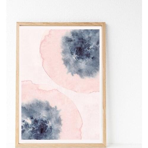 Blush Pink Blue Abstract Floral Wall Art Print , Watercolor Flowers Pink Pansies Canvas Painting Wall Picture Art Decor