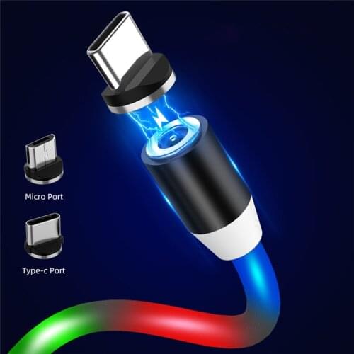 Magnetic LED USB C Micro USB Cable For Samsung S10 S9 Type-c Charging Charge 1M Magnet Charger USB Type C Cables