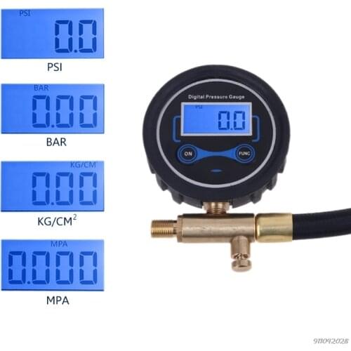 Digital Tire Pressure Gauge Air Compressor Inflating Inflation tube 200PSI MPa, Bar, Kg/cm2 Digital Pressure Gauge 21 wholesales