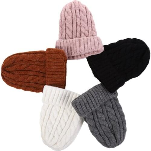 Fashion Winter Hat Female Cashmere Blend Knit Beanie Women Thicken Warm Wool Soft Cap Slouchy Skullies Beanies Ladies Bonnet Ski