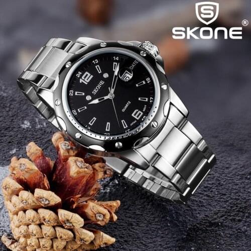 Skone Business Watches Man Stainless Steel Casual Wristwatch Men Luxury Brand Quartz Waterproof Watch Male Relogio Masculino