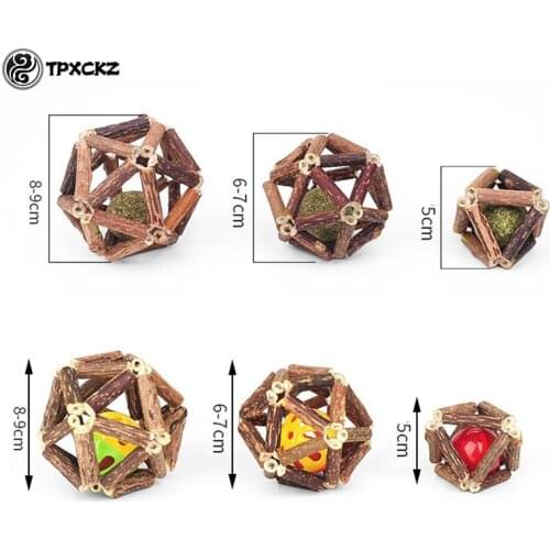 Natural Mint Ball Cat Snacks Cat Grass Play Ball Hairball Clean Teeth Spit Hair Furry Ball Control Pet Wooden Cats Catnip Toys