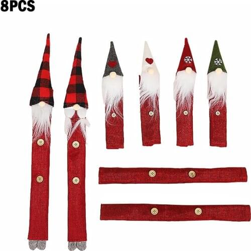 8pcs Christmas Refrigerator Handle Covers Set Adorable Kitchen Appliance Handle Sleeve Home Decoration Christmas New Year decor