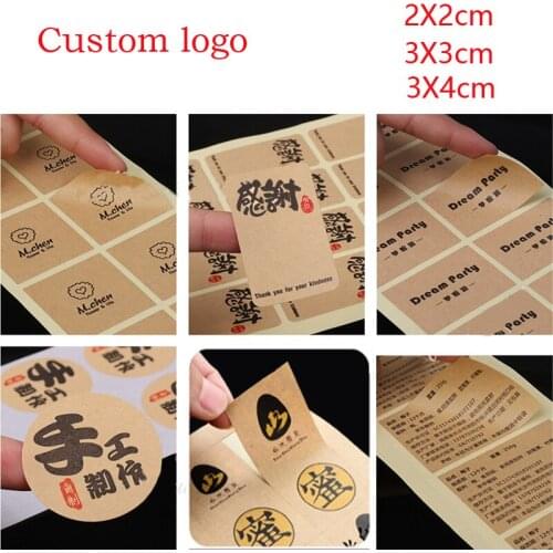1000Pcs Custom stickers printed LOGO Custom Round square Labels Paper Bag Kraft Label Stickers