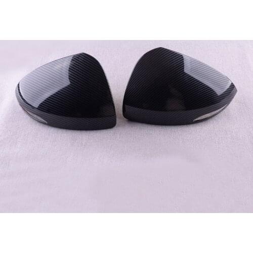 NEW 2Pcs Rearview Mirror Cover Trim Fit for Hyundai Sonata 2020-2021 ABS Black Carbon Fiber Style