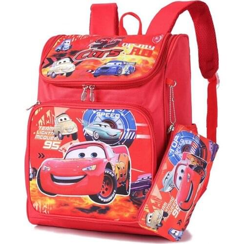 2pcs 2021 Disney new school bag + pen case cartoon student school bag fabric printing backpack with pen case