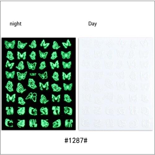 10PCS new luminous butterfly nail stickers nail decoration decals beautification nail transfer accessories slider stickers