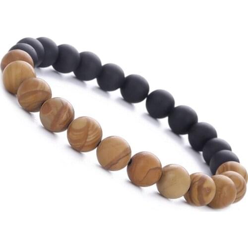 New Deign 8mm Natural Wood Bracelets Bangles Ethnic Black Beaded Bracelet for Men Women Prayer Yoga Jewelry Gift