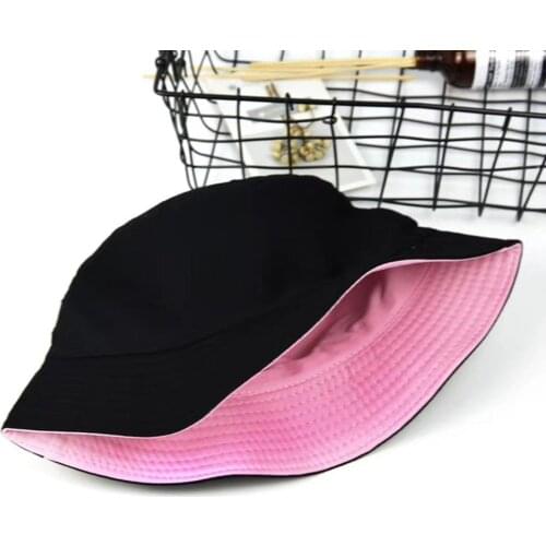 Bucket Hat Sun Block Reversible Design Cotton Solid Color Solid Color Hat for Outdoor