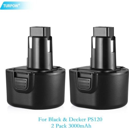 Turpow For Black&Decker 9.6V 3500mAh PS120 Rechargeable NI-MH Battery Replacement PS120 PS310 PS3350 CD9600 CD9602K Battery