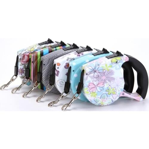Automatic Retractable Dog Leash for Small Medium Dogs,14 Colors Fashion Printed Puppy Nylon Walking Leash for Small Pet Leads