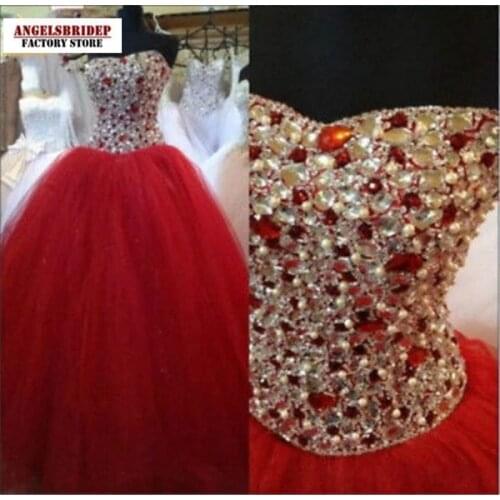 Sexy Sweetheart Ball Gown Quinceanera Dresses For 15 Years Sparkly Crystals Vestidos De 15 Anos Tulle Formal Gala Party Gowns