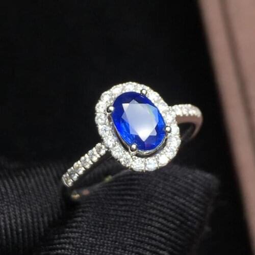T1213 Blue Sapphire Ring 1.1ct Real Pure 18 K Natural Unheat Blue Sapphire Gemstone Diamonds Stone Female Ring