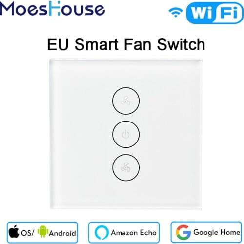 EU WiFi Smart Ceiling Fan Switch APP Remote Timer and Speed Control Compatible with Alexa and Google Home No Hub Required