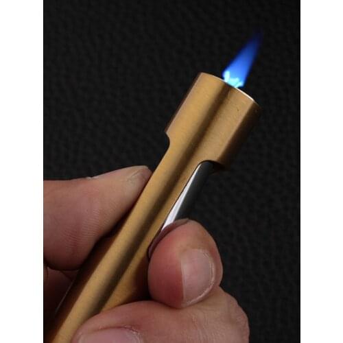 Unique metal Jet Lighter Butane Gas pen Straight Lighter adjustable pray Gun Blue flame Cigarette Lighter Men Gadget