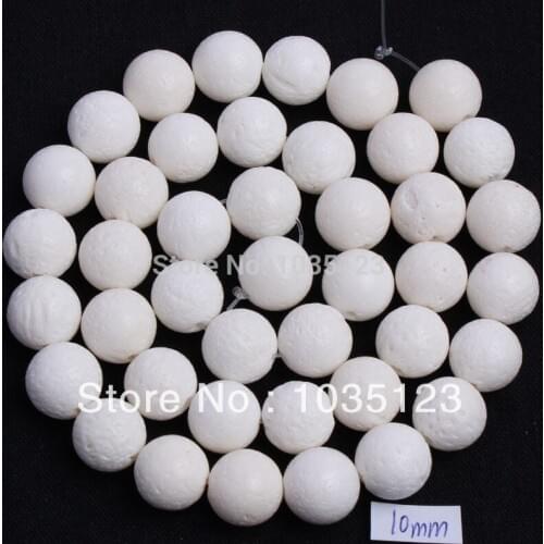 High Quality 10mm White Sponge Coral Round Shape Gem Loose Beads Strand 15" DIY Creative Jewellery Making w155