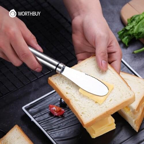 WORTHBUY Stainless Steel Butter Knife Multifunctional Cheese Butter Cutter Cream Bread Spatula Kitchen Accessories Baking Tools