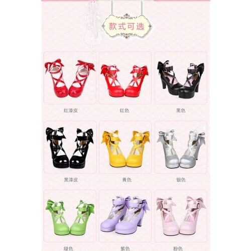 Japonés del dedo del pie redondo agradable arco princesa zapatos de Cosplay de Lolita chico chica mujeres regalo alta tacón