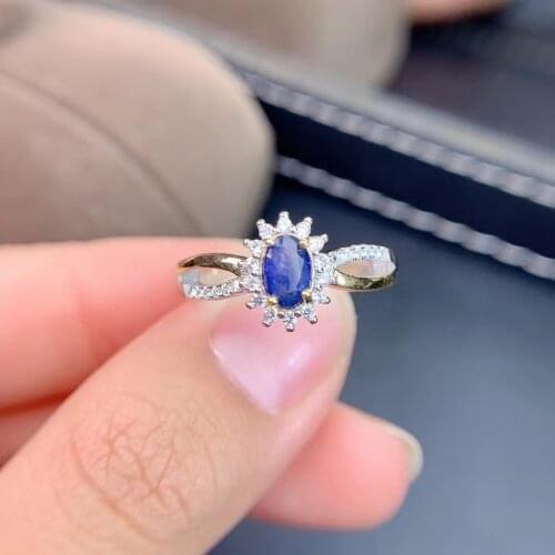 Grace Diana cross wave Natural blue sapphire ring S925 silver natural gemstone ring girl women anniversaries gift fine jewelry