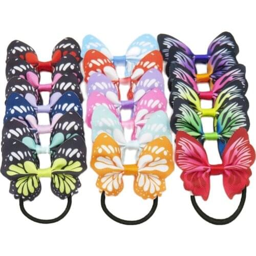 1PCS Dazzling Colorful Butterfly Elastic Hair Bands For Girls Bohemian Scrunchy Korean Fashion Kids Hair Accessories For Women