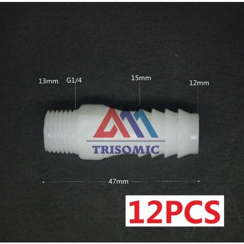 12 pieces 12mm-G1/4 Straight Connector Plastic pipe Fitting Barbed Connector with thread Material PE