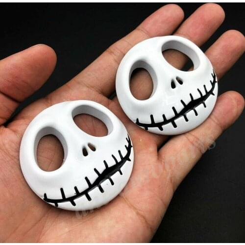 2x 3D Jack Skellington Skull Pumpkin Face Car Emblem Motorcycle Badge Sticker