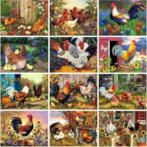 Diamond Painting Kits Full Round With AB Drill Chicken Animals Embroidery Cross Stitch Mosaic Picture Of Rhinestone Home Decor