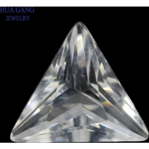 White Triangle Shape Princess Cut Loose Glass Beads Synthetic Gems For Jewelry Size 3x3~10x10mm Free Shipping