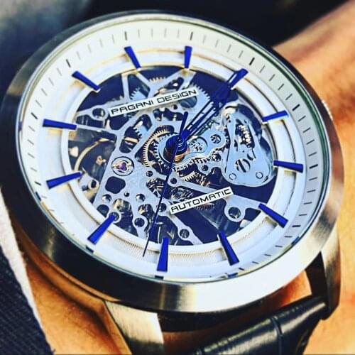 PAGANI Design Automatic Mens Mechanical Watches Top Brand Luxury Watches Mens Business Leather Waterproof Hollow Wristwatches