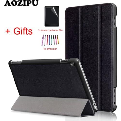 Funda Case for HUAWEI Mediapad M3 Lite 10.0 10.1" 2017,PU Leather Tablet Case Ultra Slim Smart Protective Stand Cover +Film+Pen