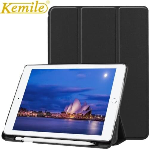Kemile Case For New iPad 2018 A1893 A1954 9.7 PU Leather Smart Case W Pencil Holder Auto Sleep Wake Cover For New ipad 2018 Case