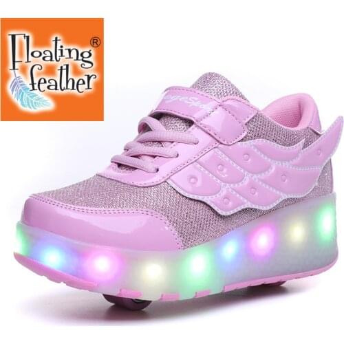 3 Colors Children Single / Double Wheels Glowing Sneakers USB Charging Led Luminous Shoes Boys Girls Roller shoes Good Gifts