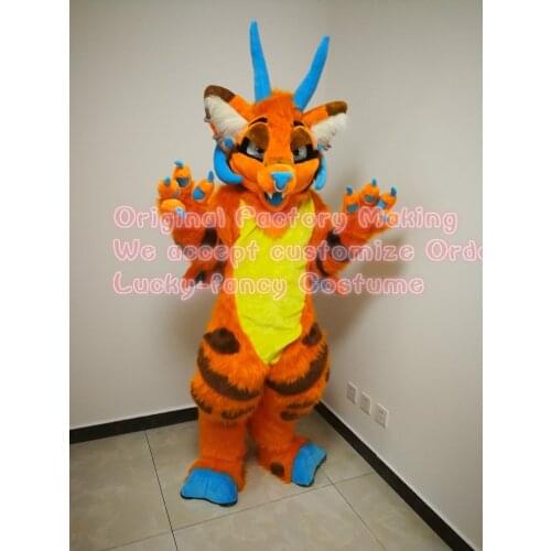 Professional Mascot Studio All Sizes Orange Dragon Fursuit Mascot Costume Cosplay Dress Halloween Carvinal Performance