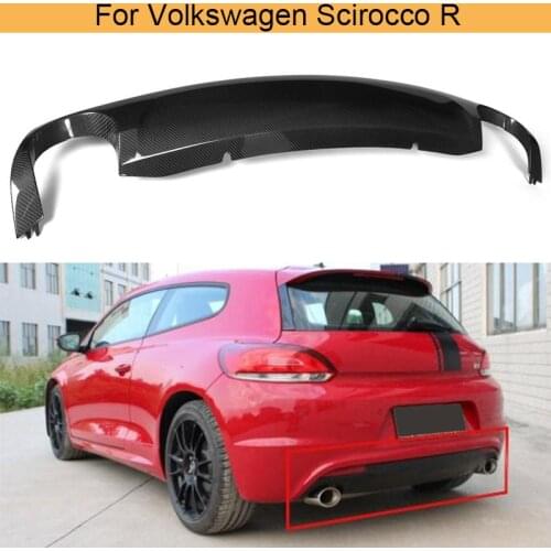 Carbon fiber car rear bumper lip diffuser for Volkswagen VW Scirocco R 09-14 Non Standard Black FRP dual exhaust one out