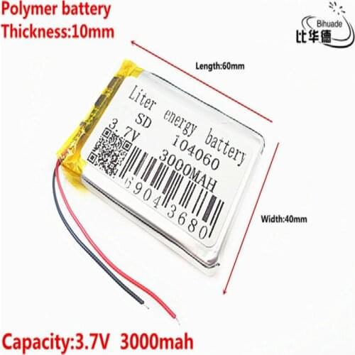 Good Qulity 3.7V,3000mAH 104060 Polymer lithium ion / Li-ion battery for tablet pc BANK,GPS,mp3,mp4