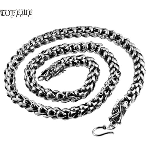 Handcrafted Thailand 925 Silver Dragon Necklace Vintage Sterling Power Dragon Necklace Good Luck Man Necklace Gift