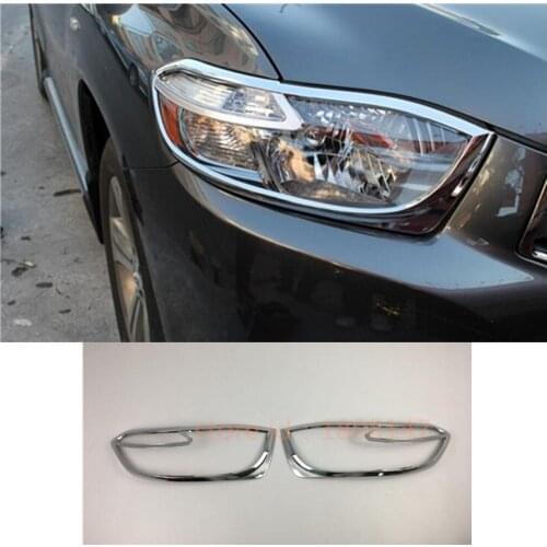 Car Body Front Head Light Lamp Hood Molding Frame Stick ABS Chrome Cover Trim 2pcs For Toyota Highlander 2008 2009 2010 2011