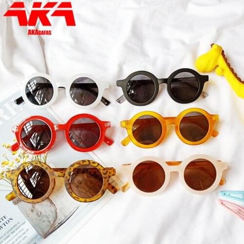 AKAgafas Round Sunglasses 2021 Child Candy Color Cute Wild Kids Sunglasses Personality Baby Vintage Sun Glasses for Girls Boy
