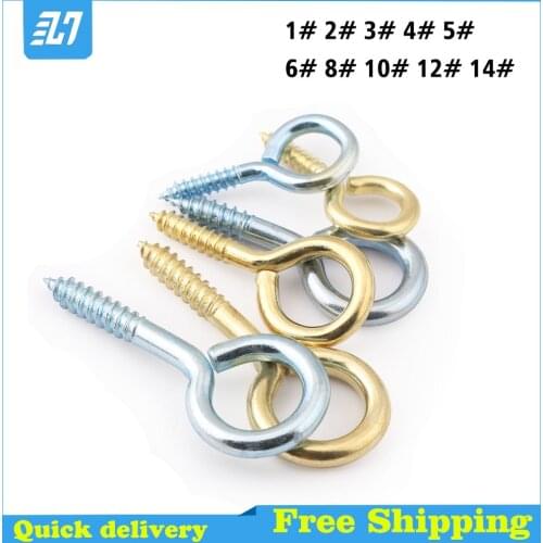 Sheep Eye Hook Ring Screws Question Mark hooks Wood Flat Head Self tapping Screw Bolt Hooking #1#1#2#3#4#5#6#8#10#12#14